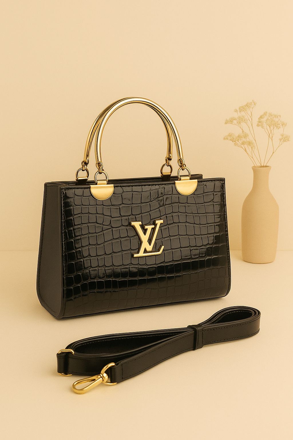 High Qualitu Croc Material With Long Belt