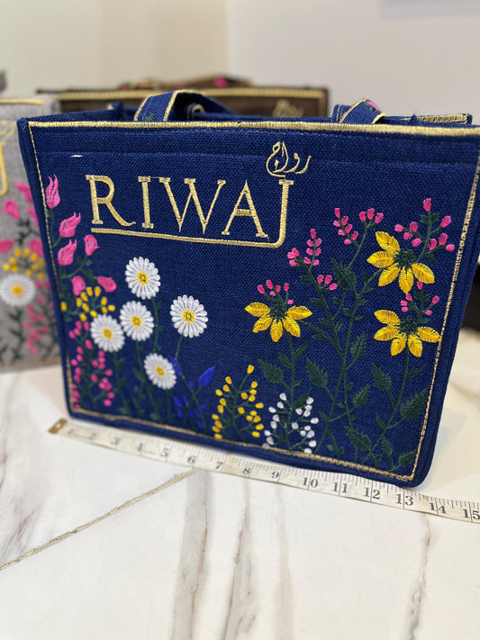 👜 Premium Floral Embroidered Tote Bag