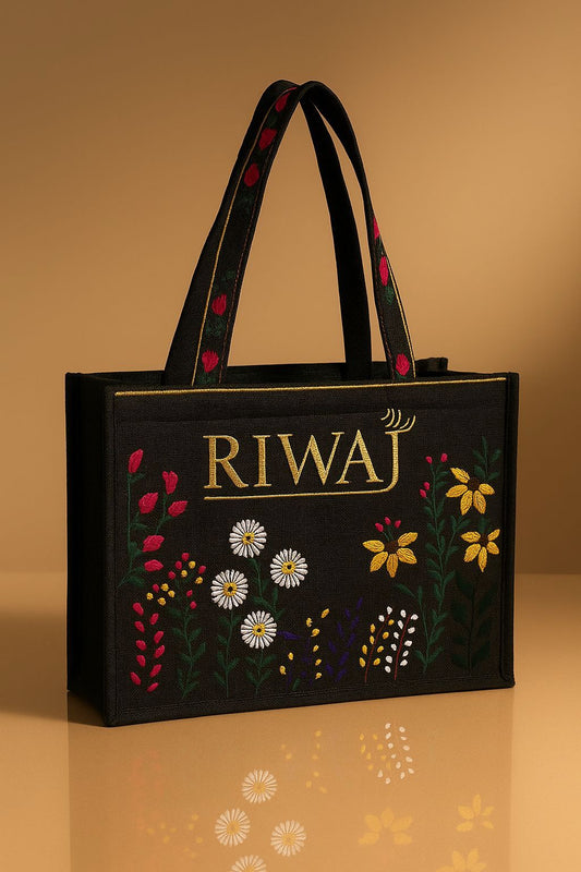 👜 Premium Floral Embroidered Tote Bag