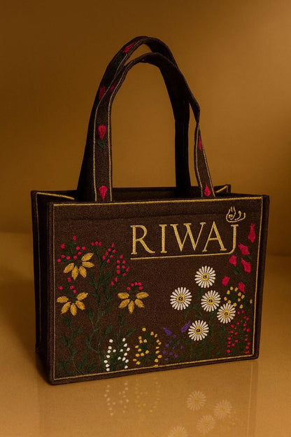 👜 Premium Floral Embroidered Tote Bag