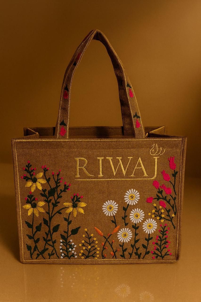 👜 Premium Floral Embroidered Tote Bag