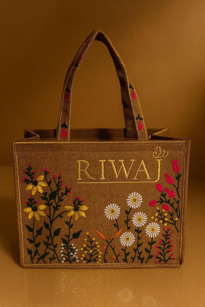 👜 Premium Floral Embroidered Tote Bag